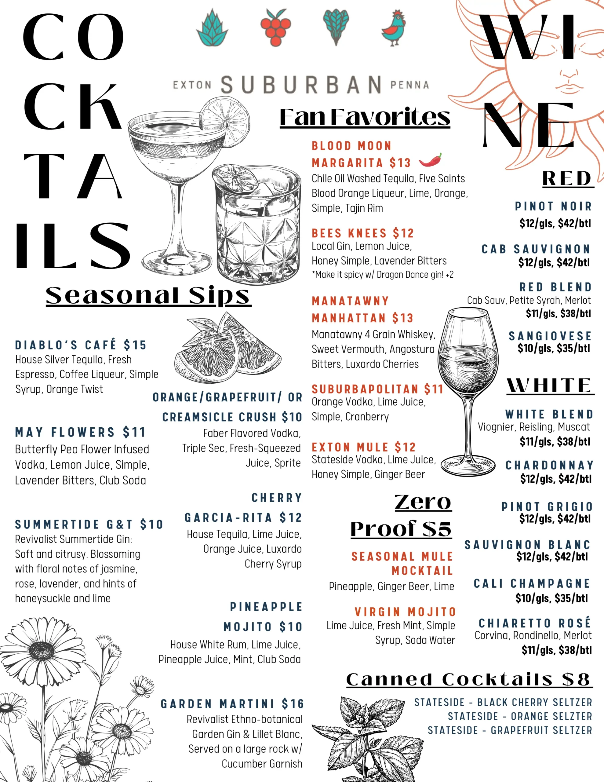 Summer Cocktail & Wine Menu